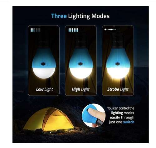 Camping Tent Lantern Bulb Lights - 4 Pack Multi Color - Includes 12 AAA Batteries
