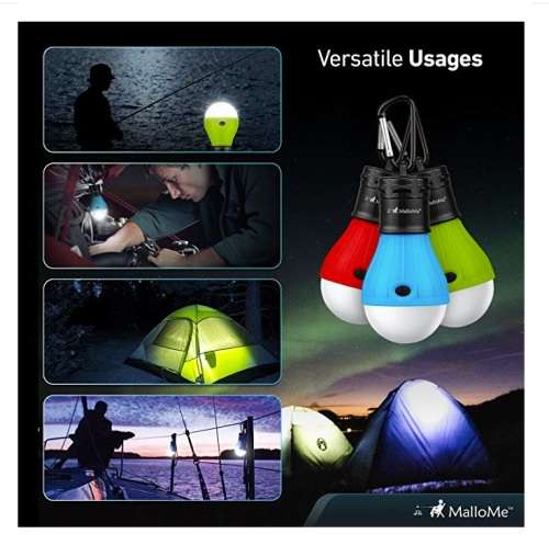 Camping Tent Lantern Bulb Lights - 4 Pack Multi Color - Includes 12 AAA Batteries
