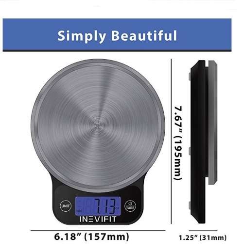 Inevifit Digital Kitchen Scale, Multi-function, Accurate, 13 lbs,  6kgs, 1 Gram Increments