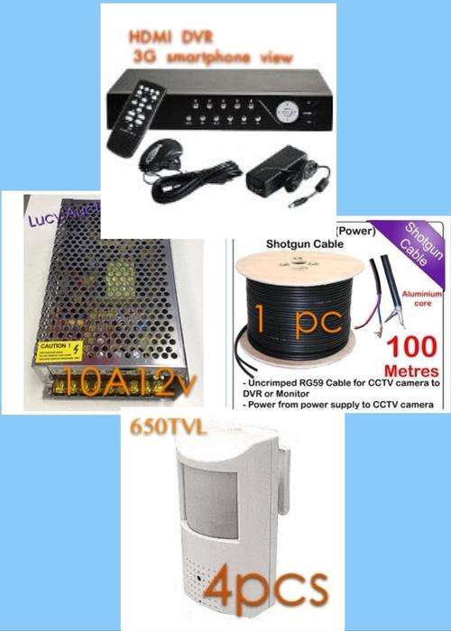 4 CHANNEL HDMI SPY PIR PLUG & PLAY KIT**650TVL PIR CAMERAS WITH 3G AND SMARTPHONE VIEW & WARRANTY!!