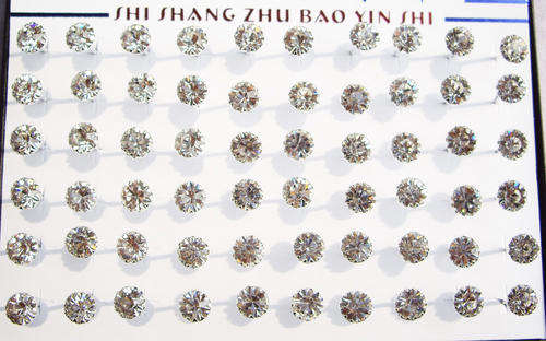 925 Stamped Cubic Zirconia Silver Stud Earrings