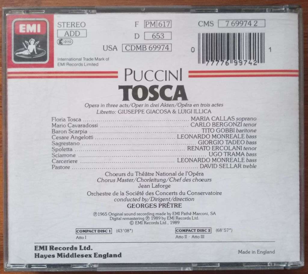 Puccini: Tosca (2CDs, Callas, Bergonzi, Gobbi)