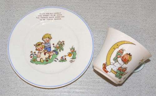 A 1930 Mabel Lucie Attwell Shelley "Man in The Moon" Nursery Set - What a Find!