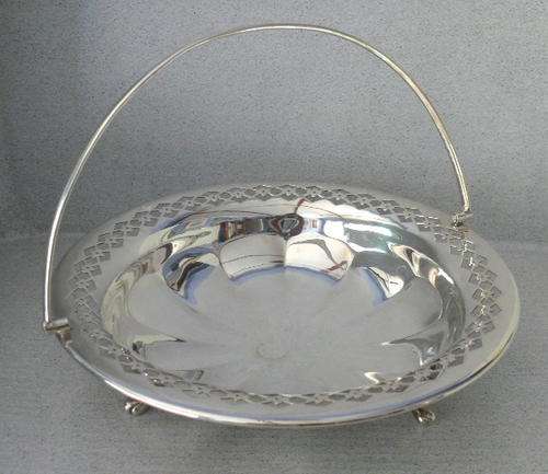 Huge Beautiful Silver Plated Fruit Bowl with Handle - Perfect condition!