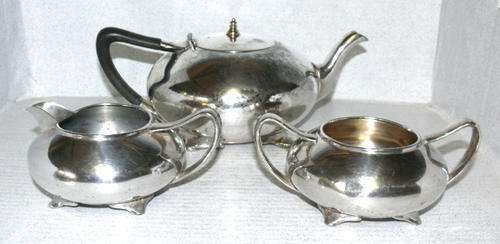 Exquisit Hand Made Silver Plated ART DECO Tea Set - 3 Pieces - MADE IN SHEFFIELD - CRAZY START