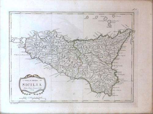 Antique hand colored Map of Sicily - Lovely find!