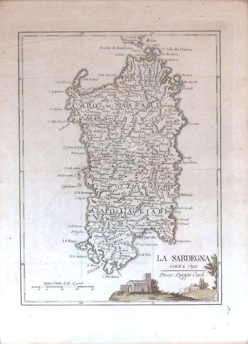 Antique hand colored Map of Sardegna - Lovely find!