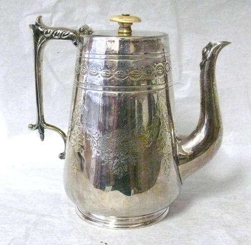 Beautiful Silver Plated Coffee Pot - heavily engraved!