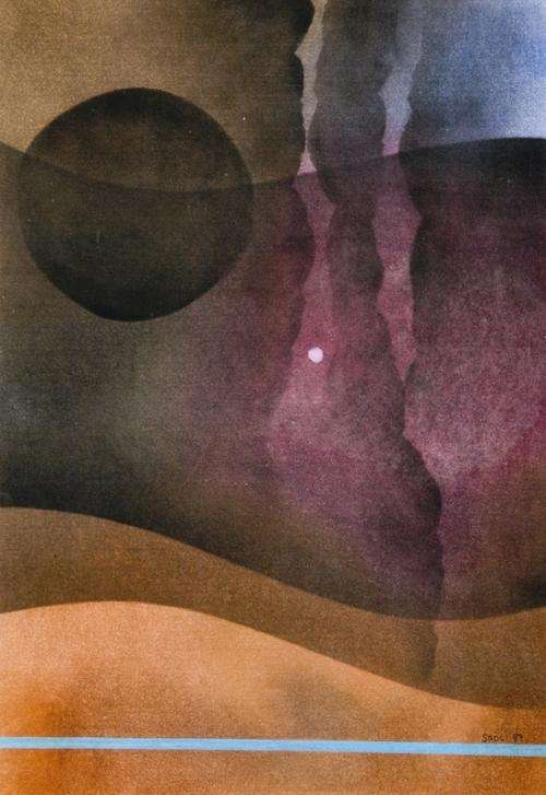 Beautiful Winston Saoli (1950 - 1996) - Mixed Media- "Full Moon" - Exquisit Painting - CRAZY START!