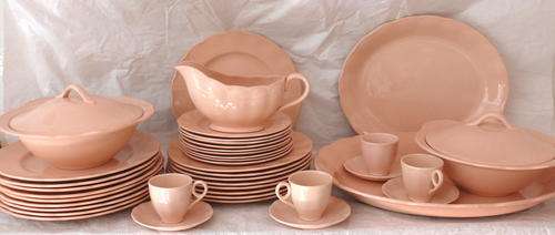 HUGE ART DECO GRINDLEY "PEACH PETAL" BONE CHINA DINNER & COFFEE SET - 42 pieces! - RARE & LOVELY!