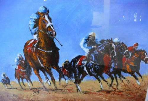 ABSOLUTELY FANTASTIC RACE HORSE PAINTING BY CHING LEE POWELL - Original Oil Painting