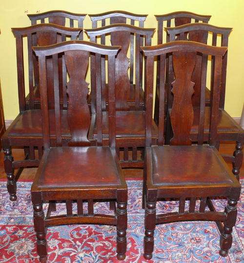 Set of 8 Beautiful Victorian Dining Chairs - very heavy and solid - Leather Seats - LOVELY CONDITION