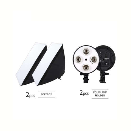 4 Socket studio softbox lighting kit, 4 bulb holder for photography and Videography