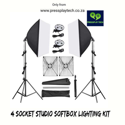 4 Socket studio softbox lighting kit, 4 bulb holder for photography and Videography