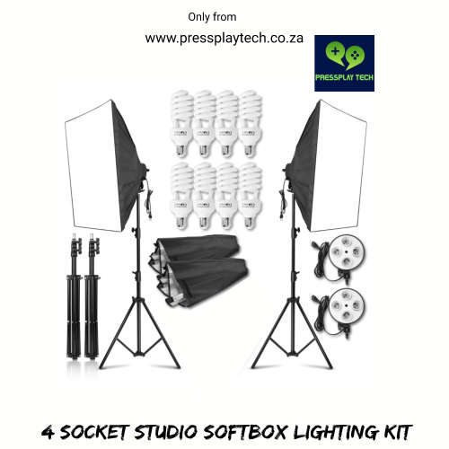 4 Socket studio softbox lighting kit, 4 bulb holder for photography and Videography