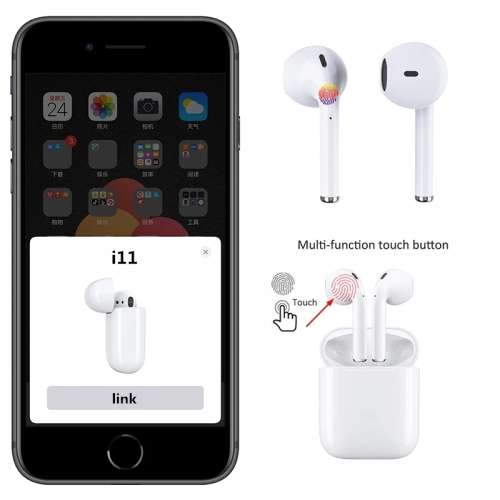 AirPods i11 TWS - POP UP & TOUCH CONTROL (WIRELESS EARPHONES). ANDROID & iOS COMPATIBLE