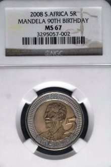 5 x Mandela Birthday R5 NCG Graded MS67