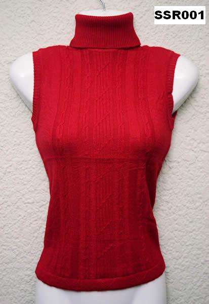 Ladies red sleeveless polonecks