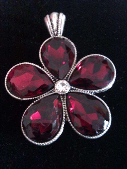Tibetan Silver Red Flower Pendant