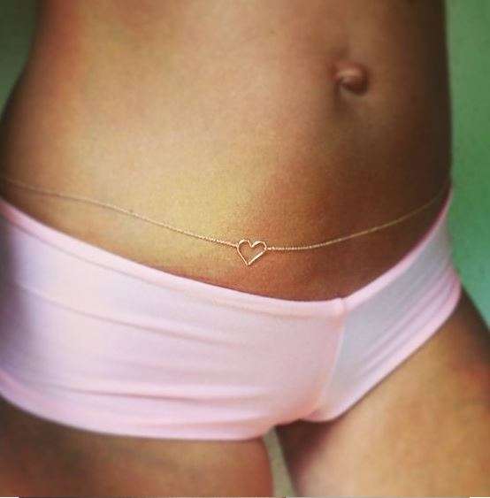 2014 New Fashion accessories - Sexy peach love heart Waist, Body, Belly Chain