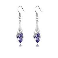 White gold plated Austrian Violet Crystal Earrings