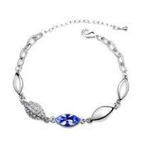 White gold plated Austrian Blue Crystal Bracelet