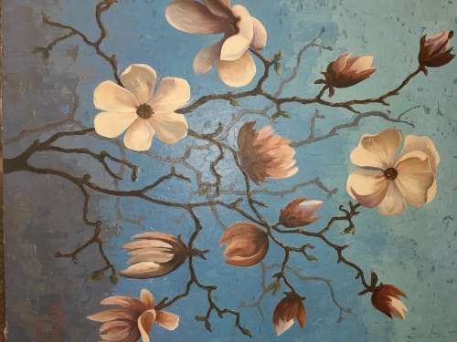Beautiful Flower Oil Painting by WK Prinse 1950 (unframed)50cm by 56cm