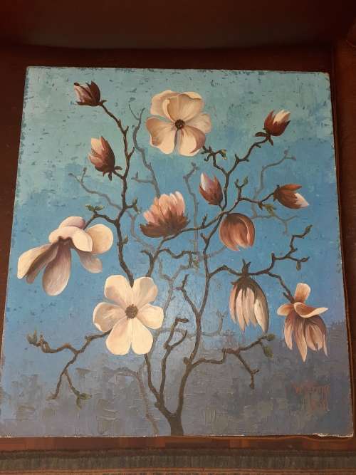 Beautiful Flower Oil Painting by WK Prinse 1950 (unframed)50cm by 56cm