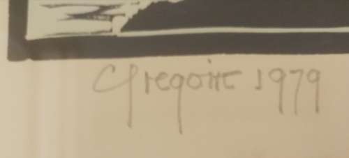 Gregoire Boonzaier 1979 Linocut with hand-colouring