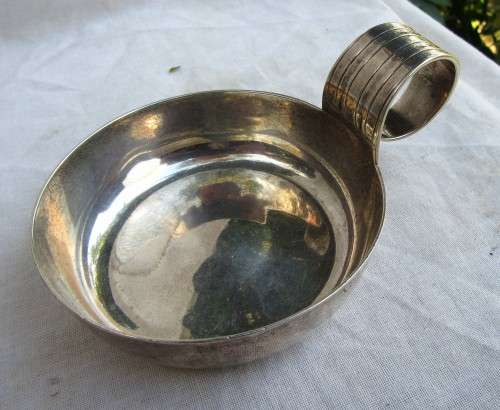 RARE SIGNED ANTIQUE FRENCH STYLE TASTEVIN WINE TASTER~FAMOUS ENGLISH MAKER C1918