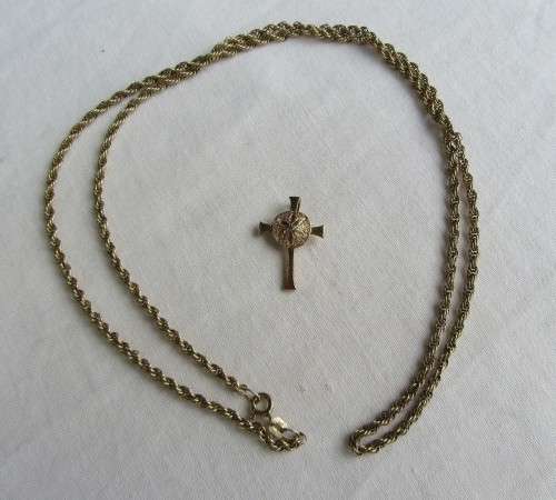 60 CM 9 CARAT GOLD ROPE NECK CHAIN & ANTIQUE GOTHIC STYLE 14 CT SOLID GOLD PENDANT~VALUE R5500