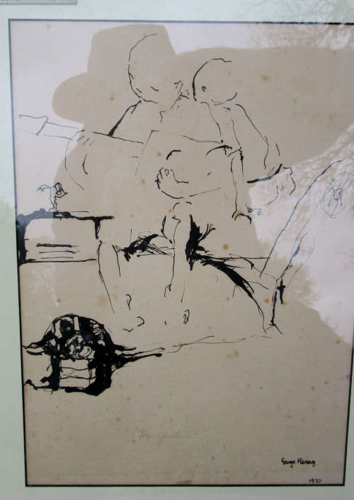 WOW~GEORGE MSIMANG GENUINE SIGNED PEN DRAWING~"THE GUITARIST" VALUE R10 000