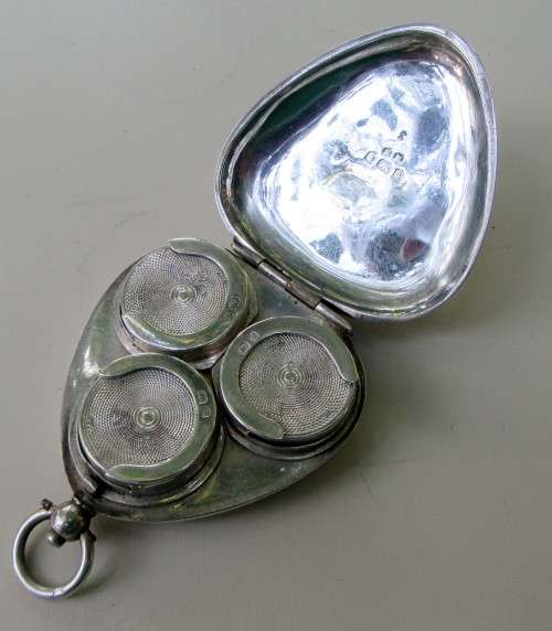 RARE 3 COIN SOVEREIGN HOLDER CASE WITH CHAIN LINK BIRMINGHAM 1903