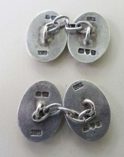 COLLECTABLE EDWARDIAN SOLID SILVER HM CHASED PATTERNED CUFF LINKS C1907