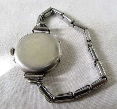 LOVELY ANTIQUE 1920s STERLING SILVER WRIST WATCH~WORKINGS INTACT~OVER WOUND VGC