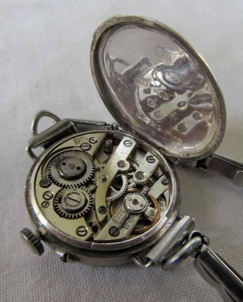 LOVELY ANTIQUE 1920s STERLING SILVER WRIST WATCH~WORKINGS INTACT~OVER WOUND VGC