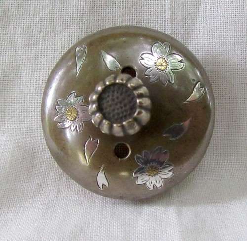 MAGNIFICENT GENUINE ANTIQUE JAPANESE MEIJII PERIOD BRONZE CENSER INSENSE GOLD & SILVER INLAY~SIGNED
