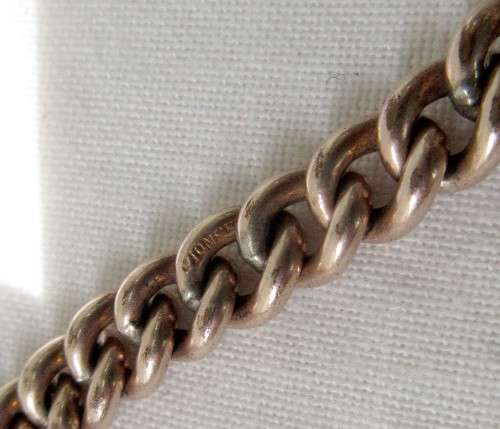 COLLECTIBLE ANTIQUE DOUBLE ROSE GOLD PLATED FOB CHAIN AND BAR 44 CM~IDEAL NECKLACE