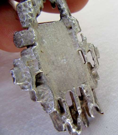 IMPORTANT MID CENTURY HEAVY MODERNIST MARKED 925 SILVER GENUINE BALTIC AMBER PENDANT WOW WOW!!!