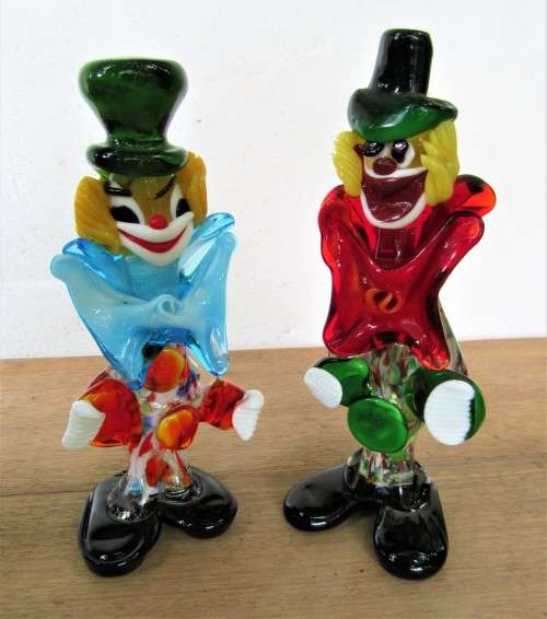 2 FUN RETRO MURANO CLOWNS, BOTH IN EXCELLENT DAMAGE FREE CONDITION