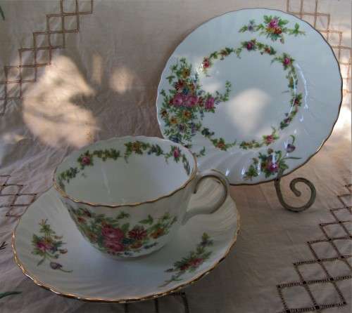 1948 FLORAL VINTAGE TRIO # 1 BY MINTON CHINA ENGLAND NO DAMAGES VGC