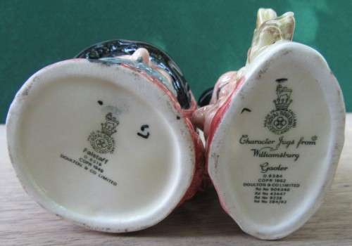 one bid COLLECTIBLE ROYAL DOULTON SMALL CHARACTER JUGS~FALSTAFF & JAOLER WILLIAMSBURG LOT NO DAMAGES
