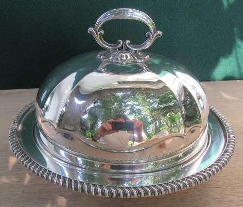 INCREDIBLE ANTIQUE SP MUFFIN DISH WITH TRAY & COVER BY ELKINGTON & CO