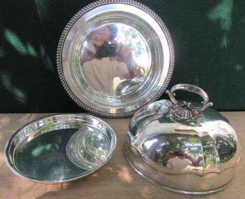 INCREDIBLE ANTIQUE SP MUFFIN DISH WITH TRAY & COVER BY ELKINGTON & CO