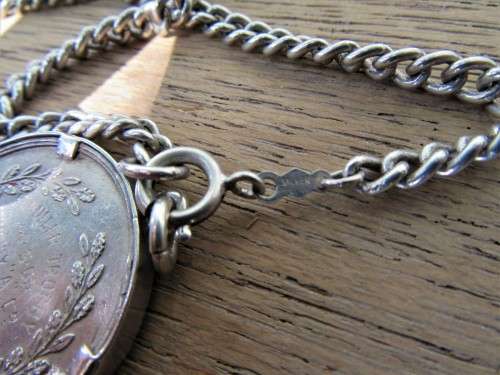 RARE h/m STERLING SILVER TRANSVAAL LIGHT INFANTRY BADGE & CHAIN + RARE MAHOGNANY TEA CADDY