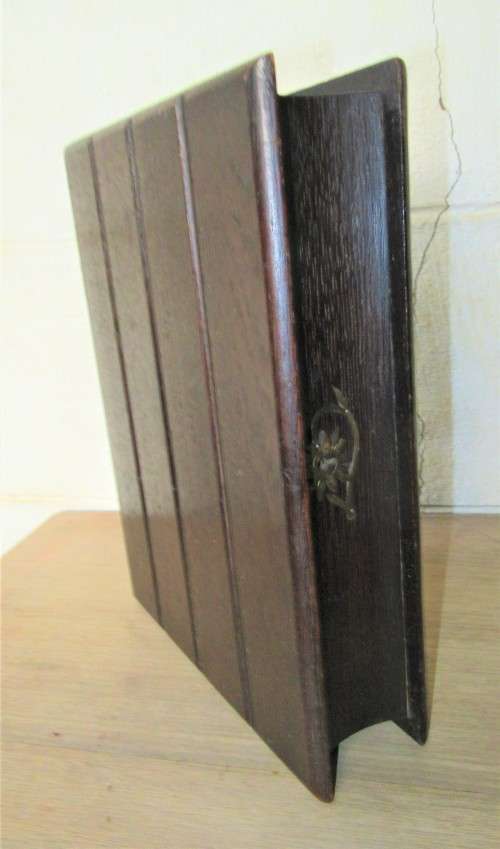 NOVELTY BOOK SHAPED SOLID WOOD ANTIQUE BOX FULL OF QUALITY COSTUME JEWELRY~BARGAIN L@@K!!!!
