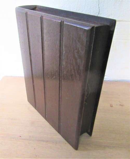 NOVELTY BOOK SHAPED SOLID WOOD ANTIQUE BOX FULL OF QUALITY COSTUME JEWELRY~BARGAIN L@@K!!!!