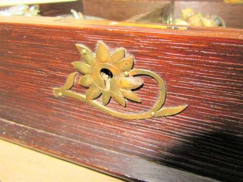 NOVELTY BOOK SHAPED SOLID WOOD ANTIQUE BOX FULL OF QUALITY COSTUME JEWELRY~BARGAIN L@@K!!!!