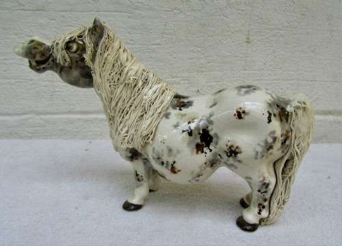 SPOTTED CHEVAL PONY WITH SPAGHETTI MANE IN EXCELLENT CONDITION DAMAGE FREE WOW