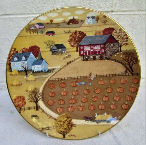 GORGEOUS LTD EDITION ROYAL DOULTON CABINET PLATE ENTITLED PUMPKIN PATCH C1978 PERFECT COND.
